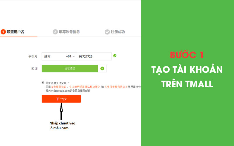 Tạo tài khoản order hàng Tmall