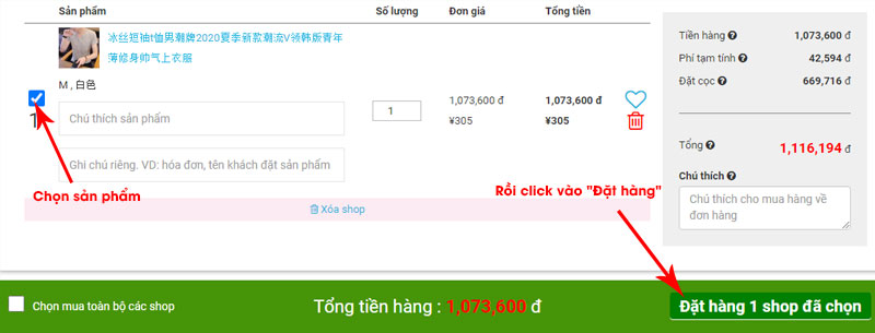 Lên đơn hàng trên hệ thống Hachina