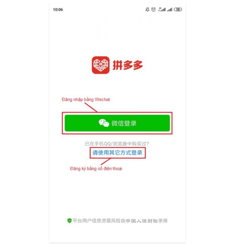 Tạo tài khoản trên Pinduoduo